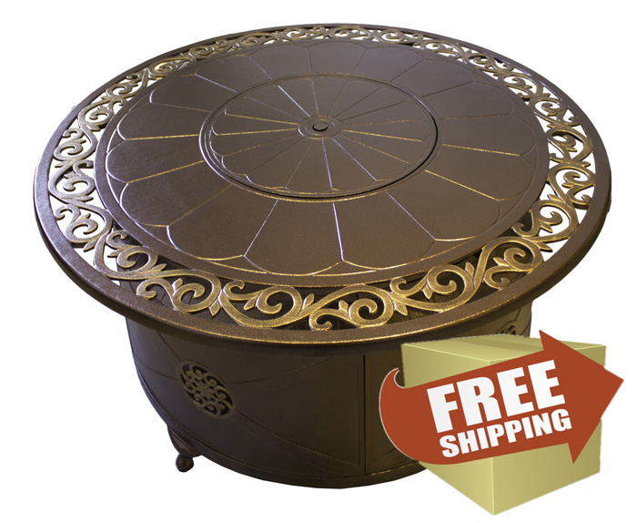 Circular Cast Aluminum Firepit with Lid