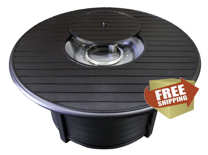 Round Slatted Cast Aluminum Fire Pit 