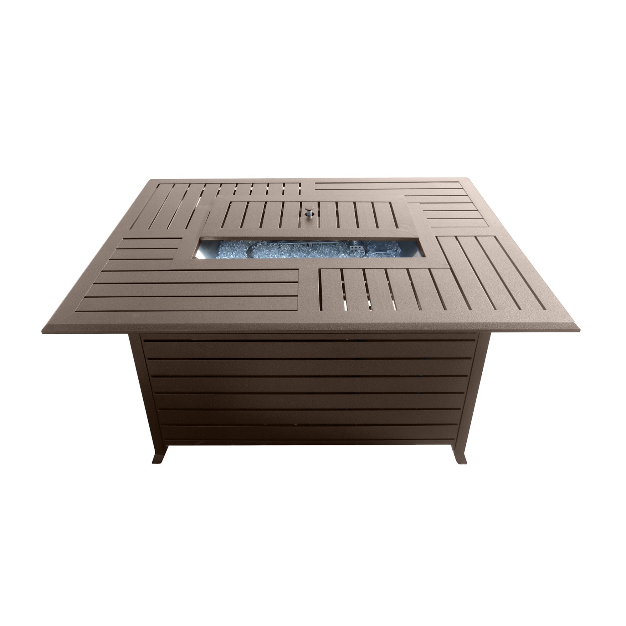 Rectangle Aluminum Slatted Fire Pit With Stainless Steel Propane Burner