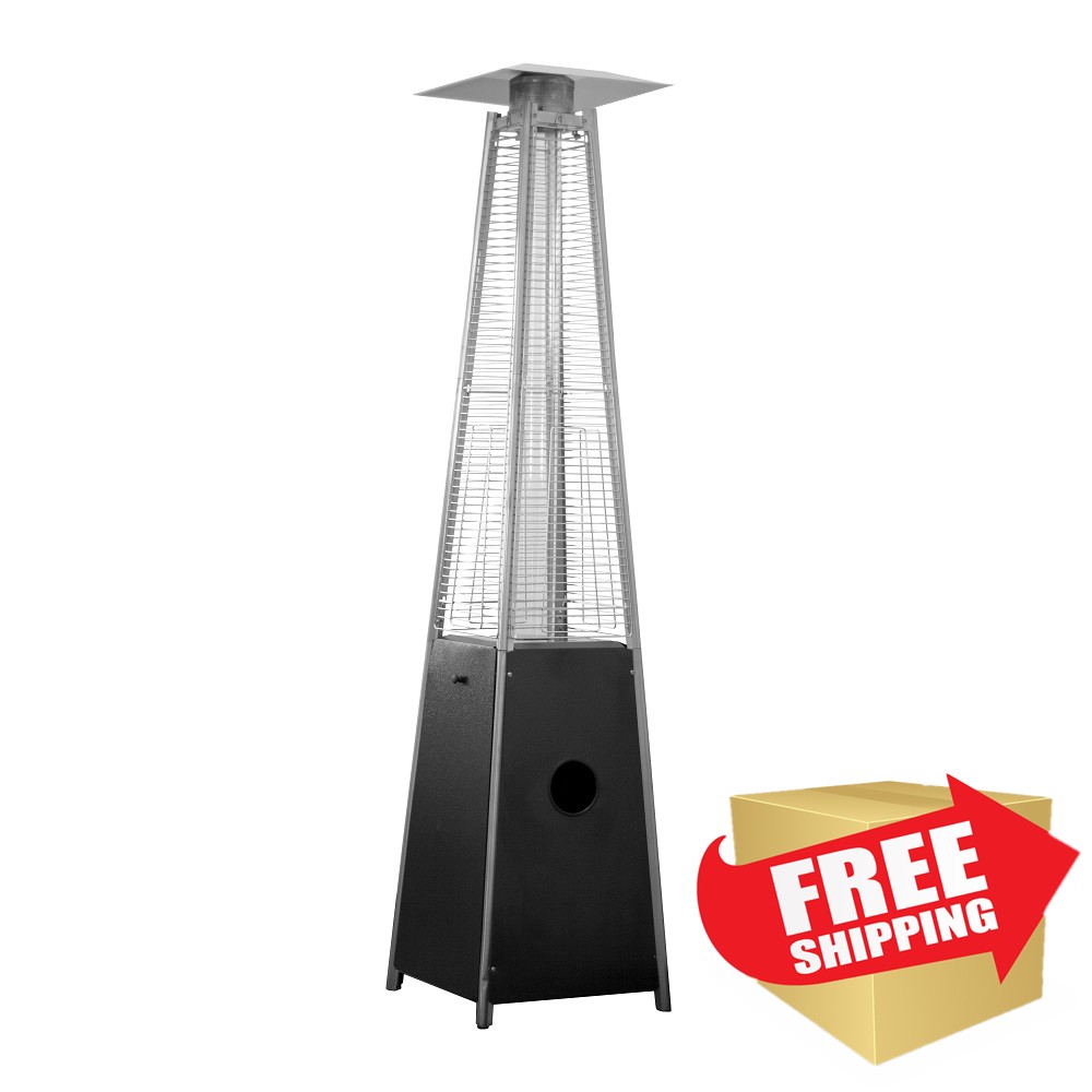 55K BTU Glass Tube Patio Heater in Black