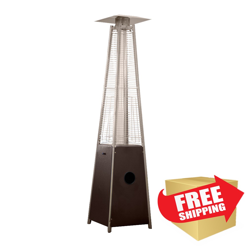 55K BTU Glass Tube Patio Heater in Hammered Bronze