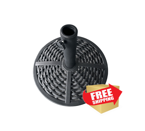 Round Concrete Base in Plastic for Market Umbrella - Wicker Pattern