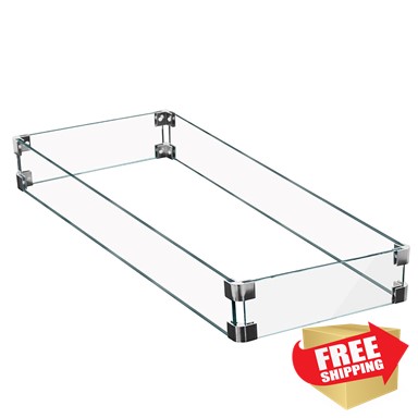 35 x 16 in. Glass Wind Screen, Fits Carlisle 52 x 32 in. Fire Pit Table