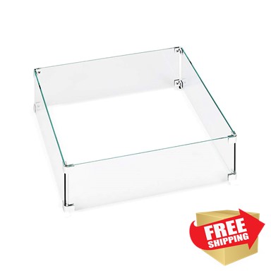 Fire Pit Square Glass Wind Screen