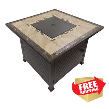 Square Tile Fire Pit in Bronze