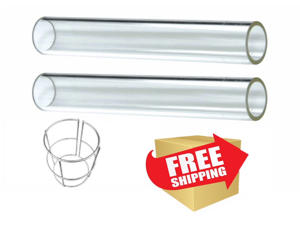 Hiland Quartz Glass Tube Replacement (2 Piece) with Support Ring