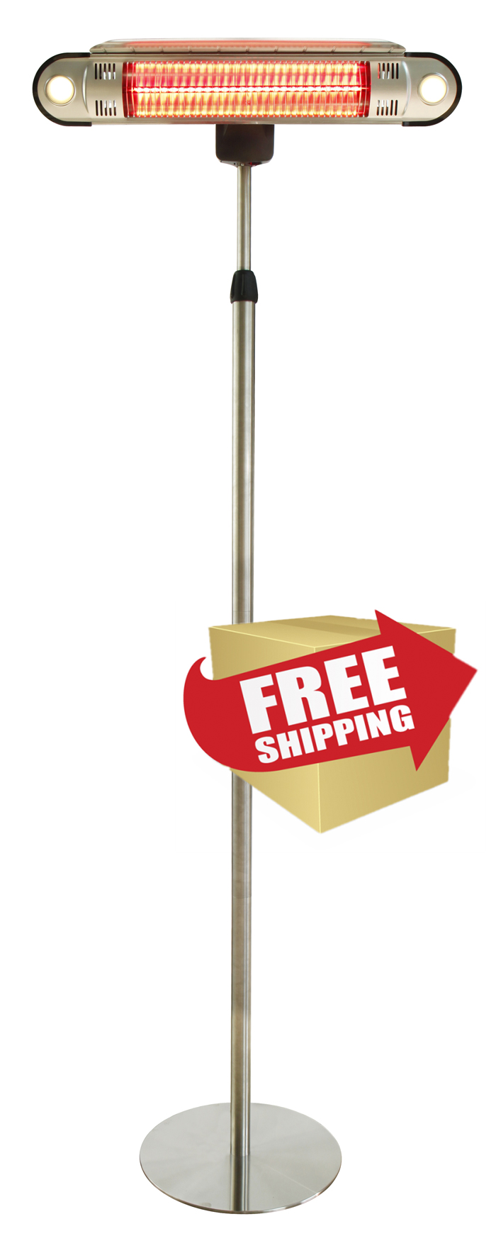 Tall Adjustable Infrared Heat Lamp with LED lights (Optional wall mount