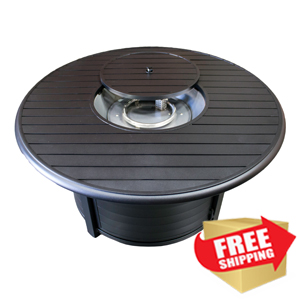 Round Slatted Cast Aluminum Fire Pit 