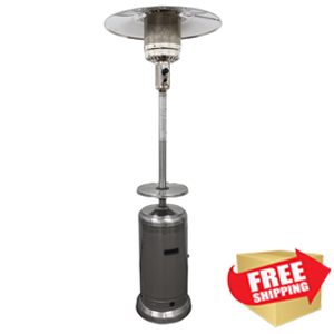 87" Tall Outdoor Patio Heater with Metal Table in Stainless Steel 87" Tall Outdoor Patio Heater with Metal Table in Stainless Steel