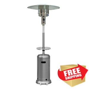 87" Tall Outdoor Patio Heater with Table- Stainless Steel 87" Tall Outdoor Patio Heater with Table- Stainless Steel