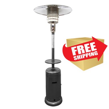 87" Tall Outdoor Patio Heater with Metal Table in Hammered Silver 87" Tall Outdoor Patio Heater with Metal Table in Hammered Silver
