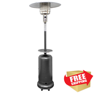 87" Tall Outdoor Patio Heater with Table- Hammered Silver 87" Tall Outdoor Patio Heater with Table- Hammered Silver
