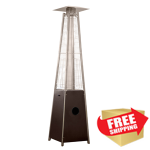 55K BTU Glass Tube Patio Heater in Hammered Bronze
