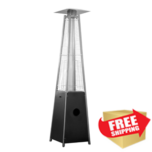 55K BTU Glass Tube Patio Heater in Black