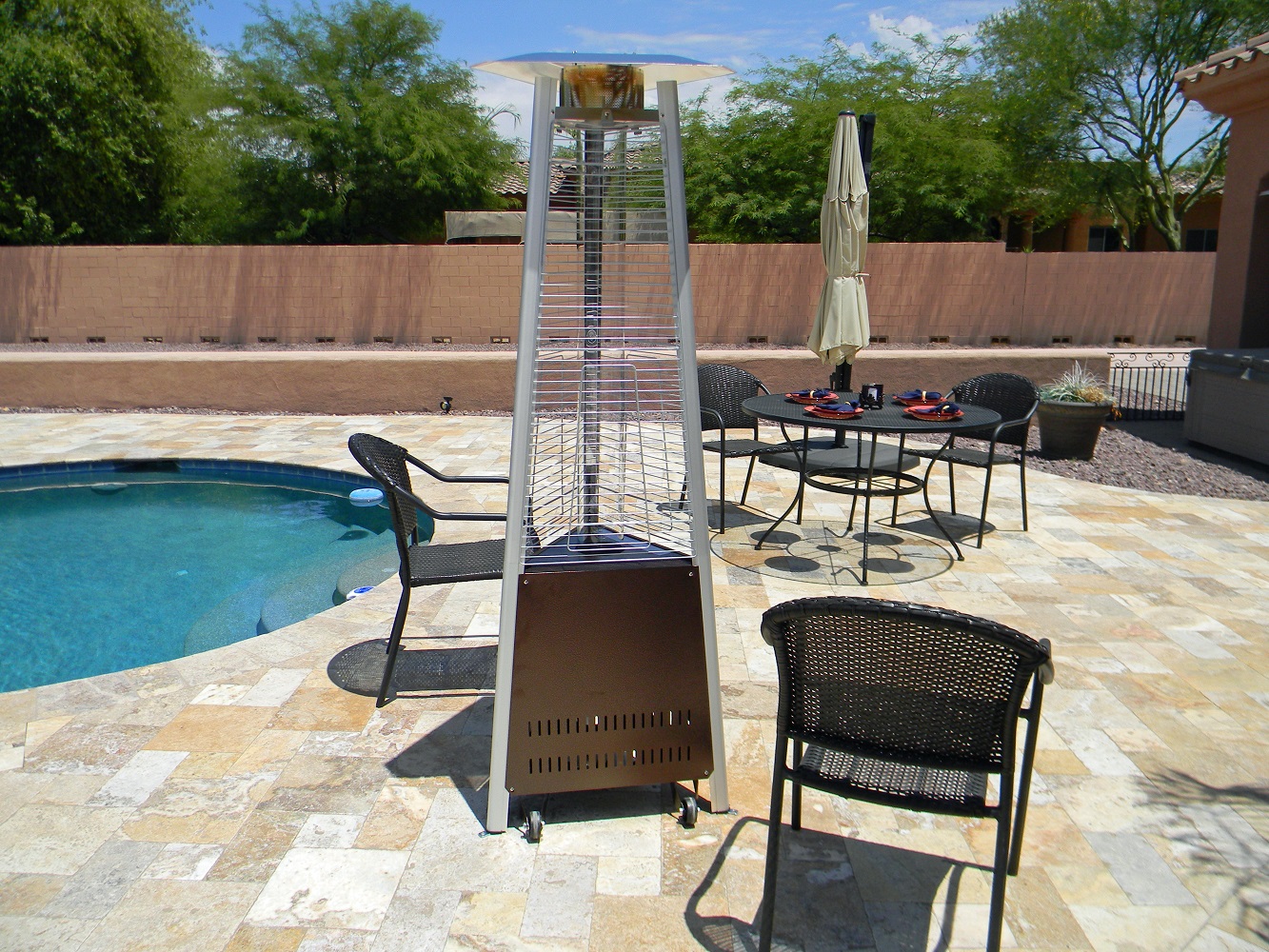 Compact Tall Quartz Glass Tube Heater- Hammered Bronze Finish  Compact Tall Quartz Glass Tube Heater- Hammered Bronze Finish