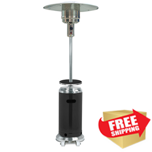 87" Two Tone Outdoor Patio Heater with Table Black & Stainless Steel  87" Two Tone Outdoor Patio Heater with Table Black & Stainless Steel