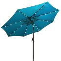 Turquoise Solar Market Umbrella with LED Lights Turquoise Solar Market Umbrella with LED Lights