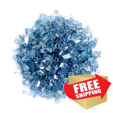  Fire Pit Rock | Glass - Sky Blue **OPEN BOX**Reflective